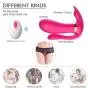 HUAGE Wireless Wearable Butterfly Massaging Toys - Multiple Speeds Vibration - Remote Control Realistic Silicone Toy - Silent Soft Skin-Friendly - Back Neck Shoulder Relaxation Hands,Red