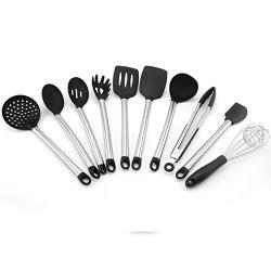 JunbosiKitchenware Anti-Scalding Non-Stick Spatula Set High-Temperature Silicone Kitchenware Set of 10 Cooking Shovel Kitchen Tools