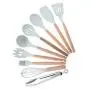 JunbosiKitchen Japanese Style Simple Wind Kitchenware 9 Piece Set Fresh Green Silicone Kitchenware Set Spatula Soup Set