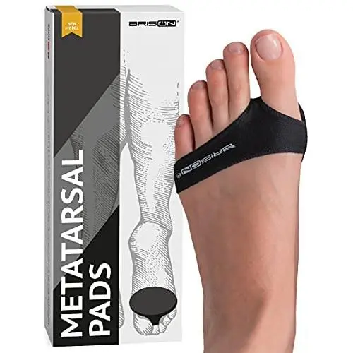 Fabric Metatarsal Pads - Ball of Foot Cushion Sleeves Burning Sensations Forefoot Blisters Metatarsalgia Pain Relief Foot Health Care Tight Fitting Feet - Gel Pads for Men Women - Black