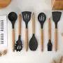 Sowoll Silicone Kitchenware Cooking Set Good Spatula Heat-Resistant Soup Spoon Non-Stick Special Cooking Shovel Kitchen Tools,7 Pcs Set