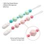 Pacifier Clip, Aurrako Baby Beads Teething Toys Holder - BPA Free Silicone Chew Beads for Girls and Boys Pacifier Leash for Soothies, Teether Toys, Stuffed Animals, Soothie/MAM (Green-Pink)