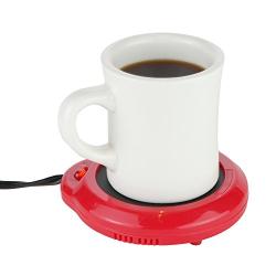 Home-X - Mug Warmer, Multipurpose Heating Pad for Desktop Heated Coffee & Tea or Candle & Wax Warmer, Red Finish