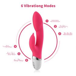 O-GAME Rabbit Vibrarator with 6 Vibrantion Modes Rechargeable Massager Quiet Dual Motor Silicone Toy for Women Couples