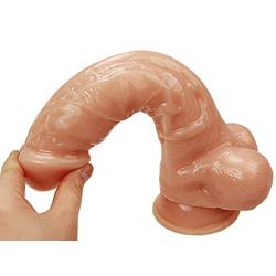 FULLLIGHT TECH 10" Premium Silicone Realistic Big Dildo with Suction Cup & Balls Women Sex Toy Free Sexual Lube Get (Flesh)