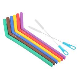 WOVTE 6-Pack BPA Free Reusable Silicone Straws with 2 Cleaning Brushes for 20oz 30oz YETI RTIC Tumblers and Smoothies Milkshakes