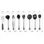 ARB Market 8×Kitchen Set Nonstick Utensils Set Best Cooking Tools Stainless Steel Silicone Safe For Pots & Pans, Serving Tongs, Spoon, Spatula Tools, Pasta Server, Ladle, Strainer, Whisk (Black)