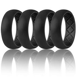 Egnaro Silicone Wedding Ring for Men, Breathable Mens Rubber Wedding Bands, Size 8 9 10 11 12 13,Classical Style, for Crossfit Workout