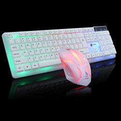 Alimao Special Sales Colorful LED Cool Illuminated Backlit USB Wired PC Rainbow Gaming Keyboard Mouse Set