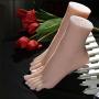 zhy 1 Pair Silicone Life Size Female Mannequin Foot with Bone Display Jewelry Sandal Shoe Sock Display Art Sketch with Nail