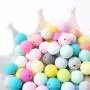 Baby Love Home Baby Teether 150pcs 15mm Silicone Teething Beads Round Loose Organic Nursing Baby Chew Colorful Beads