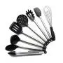 Cooking Tool Sets - 8 Piece Utensil Set Stainless Steel And Black Silicone Modern Nonstick Utensils Cooking - Sets Tool Cooking Cooking Tool Sets Kitchen Spatula Cook Stainless Steel Utensil Sil