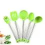 JunbosiKitchenware Silicone Kitchenware 5 Piece Set Stainless Steel Handle Cooking Leaking Nonstick Cookware Set Kitchen Tool