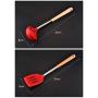 Kitchen Supplies Storage Bucket Kitchen Wooden Handle Silicone Kitchenware Set of 8 Cooking Spoon Shovel Set + Tool Accessories (Color : Red)