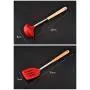 Kitchen Supplies Storage Bucket Kitchen Wooden Handle Silicone Kitchenware Set of 8 Cooking Spoon Shovel Set + Tool Accessories (Color : Red)