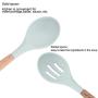 9/10 Piece Set Silicone Kitchenware Set Fresh Blue Wooden Storage Tube Furniture Kitchen Utensils Spatula Soup Spoon Set,2