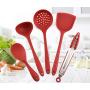 Kitchenware Set, Silicone Heat-Resistant Kitchen Cooking Tools Non-Stick Shovel Spoon Colander Household 5 Piece Set, red