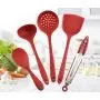 Kitchenware Set, Silicone Heat-Resistant Kitchen Cooking Tools Non-Stick Shovel Spoon Colander Household 5 Piece Set, red