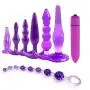 Mayli Beginner Anales Trainer Kits and 10-Speeds Vibrant Toy for Women Silicone Beginner Starter Set Toys with T-bar Base, 8Pcs/Set