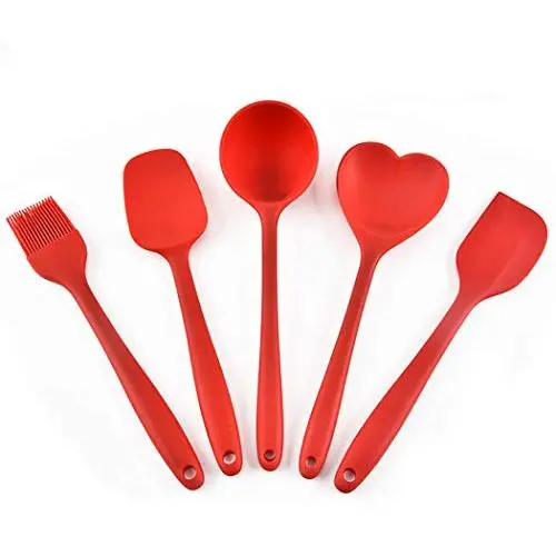 JunbosiKitchenware Silicone Kitchenware Set Kitchen Cooking Shovel Spoon 5 Piece Set High Temperature Household Spatula