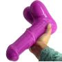 Sexy Diary 9.96"*2.08" Realistic Huge Dong Horse Dildo Soft Silicone Flirting Erotic Anal Plug Butt Sex Toys with Textured and Big Testis For Clitoris G-spot Masturbator - Purple