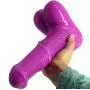 Sexy Diary 9.96"*2.08" Realistic Huge Dong Horse Dildo Soft Silicone Flirting Erotic Anal Plug Butt Sex Toys with Textured and Big Testis For Clitoris G-spot Masturbator - Purple