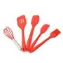 Funwill 5 Pieces Baking Tool Set Red Silicone Scraper Egg Beater Kitchen Baking Egg Tool Silicone Kitchenware Cooking