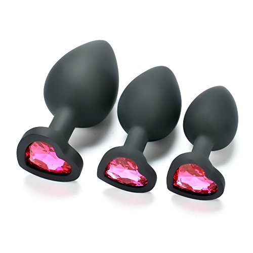 Toys for Adults Sex Couples 3PcsSize Soft Silicone Base with Heart Shaped Jeweled Design Stimulation Toys for Adult,Random Jewel Color