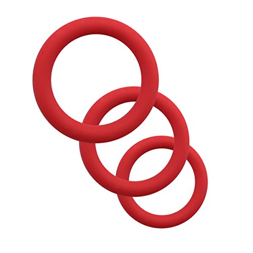 FeiGu 3 Silicone Cockring Set Penis Cock Ball Ring for Men Erection Enhancing Male Adult Sex Toy (Red)