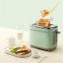 QIN.J.FANG-Kitchen Mini Toaster,Automatic 2 slice Home Breakfast Toaster with Dust Cover,Green