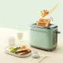 QIN.J.FANG-Kitchen Mini Toaster,Automatic 2 slice Home Breakfast Toaster with Dust Cover,Green