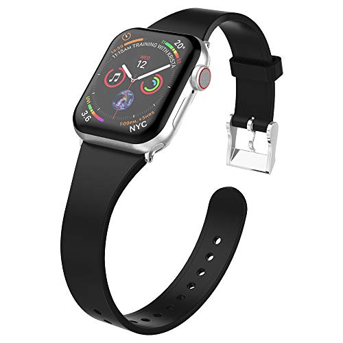 UooMoo Compatible with Apple Watch Band 38mm/40mm/42mm/44mm Series 1/2/3/4/5, Slim Silicone Sport Strap Replacment for 38mm/42mm iWatch1/2/3 40mm/44mm Smart Watch 4 5
