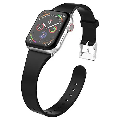 UooMoo Compatible with Apple Watch Band 38mm/40mm/42mm/44mm Series 1/2/3/4/5, Slim Silicone Sport Strap Replacment for 38mm/42mm iWatch1/2/3 40mm/44mm Smart Watch 4 5