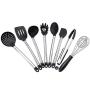 Kitchenware Utensils Set 8 Piece Premium Silicone Stainless steel Heat Resistant Non-Stick Cooking Professional Tools Black