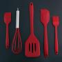5Pcs Silicone Cooking Tool Set Flexible Kitchenware Non Stick Baking Tool With Round Handle And Eggbeater For Kitchen Restaurant