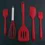 5Pcs Silicone Cooking Tool Set Flexible Kitchenware Non Stick Baking Tool With Round Handle And Eggbeater For Kitchen Restaurant