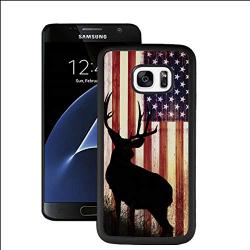 Samsung Galaxy S7 Case with American Flag Pattern Whimsical Design Bumper Black Soft TPU and PC Protection Anti-Slippery &Fingerprint Case for Samsung Galaxy S7