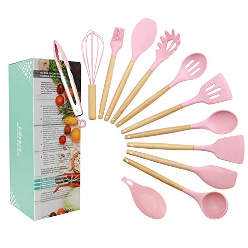 Silicone Kitchenware Kitchenware Set ? ? Silicone Kitchenware Set Spatula Set ? Silicone Appliance Cooking Set Pink 12-piece set