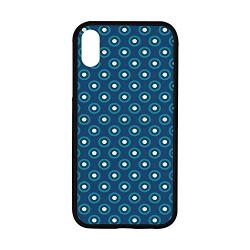 Navy and White Rubber Phone Case,Circles with White Polka Dots Ancestral Folk Evil Eye Style Tile Compatible with iPhone XR