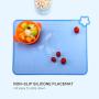 Silicone Baby Placemats for Children Kids Toddlers, Cute Stone Baby Placemats Travel with Raised Edge, Non Slip Surface, Waterproof, Portable, Easy to Clean, Dishwasher Safe, BPA Free, Blue