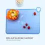 Silicone Baby Placemats for Children Kids Toddlers, Cute Stone Baby Placemats Travel with Raised Edge, Non Slip Surface, Waterproof, Portable, Easy to Clean, Dishwasher Safe, BPA Free, Blue