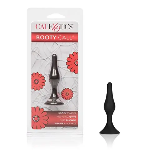 CalExotics Booty Call Booty Starter- Silicone Butt Plug With Suction Cup Base - Waterproof Anal Fetish Sex Toys for Couples - Black