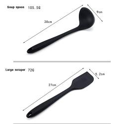 HUShjsd Silicone Kitchenware Set Of 10, Non-stick Kitchenware Set Cooking Spoon Set Kitchenware，spatulas Silicone Heat Resistant,Black
