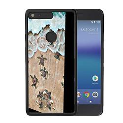 Google Pixel Case, Baby Turtle Shock-Absorption TPU Rubber Bumper Google Pixel Case, Ultra Thin Slim Protective Cover for Google Pixel-Black