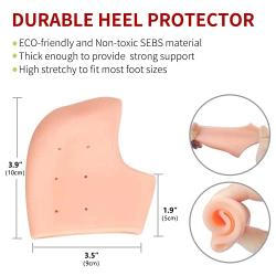 Heel Protector, Heel Support, Silicone Heel Pads,Gel Heel Cups(4 Pieces), for Plantar Fasciitis,Blister, Cracked Foot, Bone Spur Relief,Cracked Heel Repair,Heel Pain, Achilles Tendinitis for Men & Women(White, Nude)