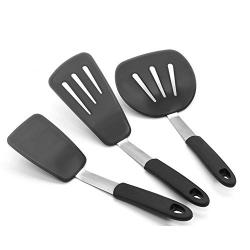 GreceYou 3pcs Silicone Slotted Spatula Kitchen Multipurpose Spatula Set Kitchenware, High Temperature Resistance