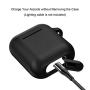 Airpods Case, Music tracker Protective Thicken Airpods Cover Soft Silicone Chargeable Headphone Case with Anti-Lost Carabiner for Apple Airpods 1&2 Charging Case (Black)