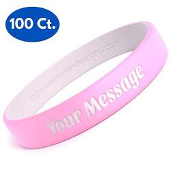 Reminderband 100 Custom Luxe Silicone Wristbands - Personalized Customizable Silicone Rubber Bracelets - Customized for Motivation, Events, Gifts, Support, Fundraisers, Awareness - Men, Women, Kids