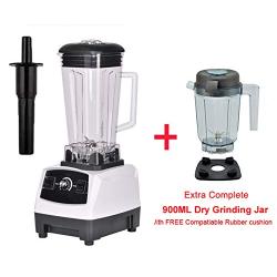 3Hp 2200W Heavy Duty Commercial Grade Blender Mixer Juicer High Power Food Processor Ice Smoothie Bar Fruit Blender,White Extra Dry Jar,Uk Plug