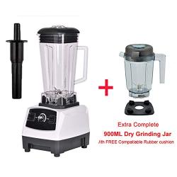 3Hp 2200W Heavy Duty Commercial Grade Blender Mixer Juicer High Power Food Processor Ice Smoothie Bar Fruit Blender,White Extra Dry Jar,Eu Plug